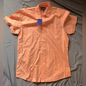 Apt. 9 Button Up Shirt - Orange with Guitars, S, New with Tags
